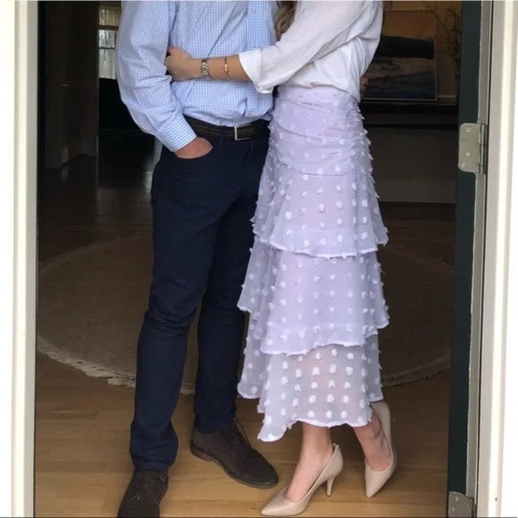 Endless Rose Tiered Ruffle Swiss Dot Maxi Length Lilac Purple Skirt - Picture 2 of 8